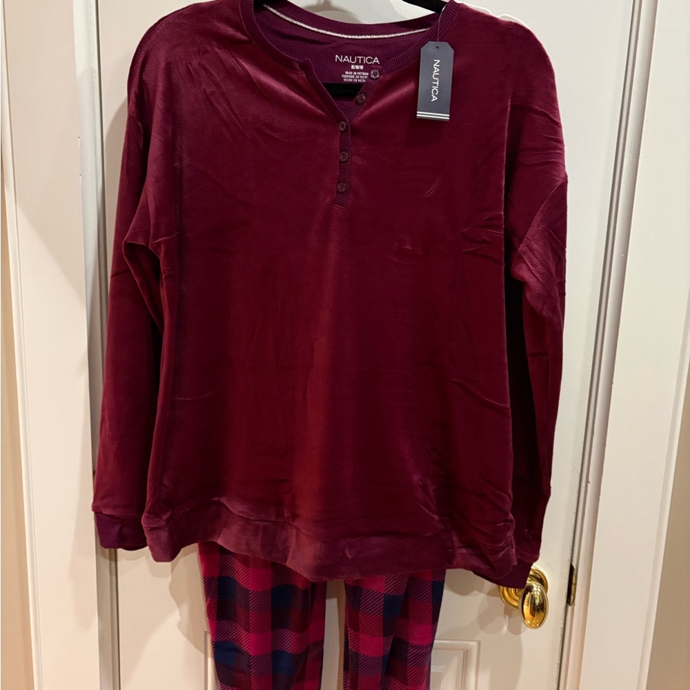 Nautica woman’s Pajama Set - Burgundy and Navy Plaid